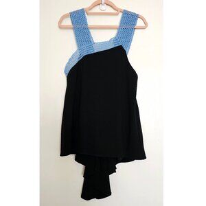 Jonathan Simkhai Asymmetrical Sleeveless High-Low Tank Top with Wavy Pleat Train